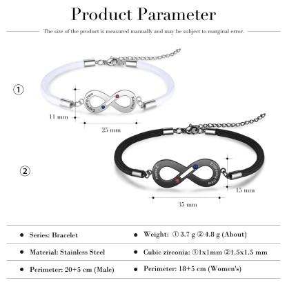 Valentine's Day Gifts 2024 Couple Infinity Bracelet Set with Birthstones-Jessemade AU
