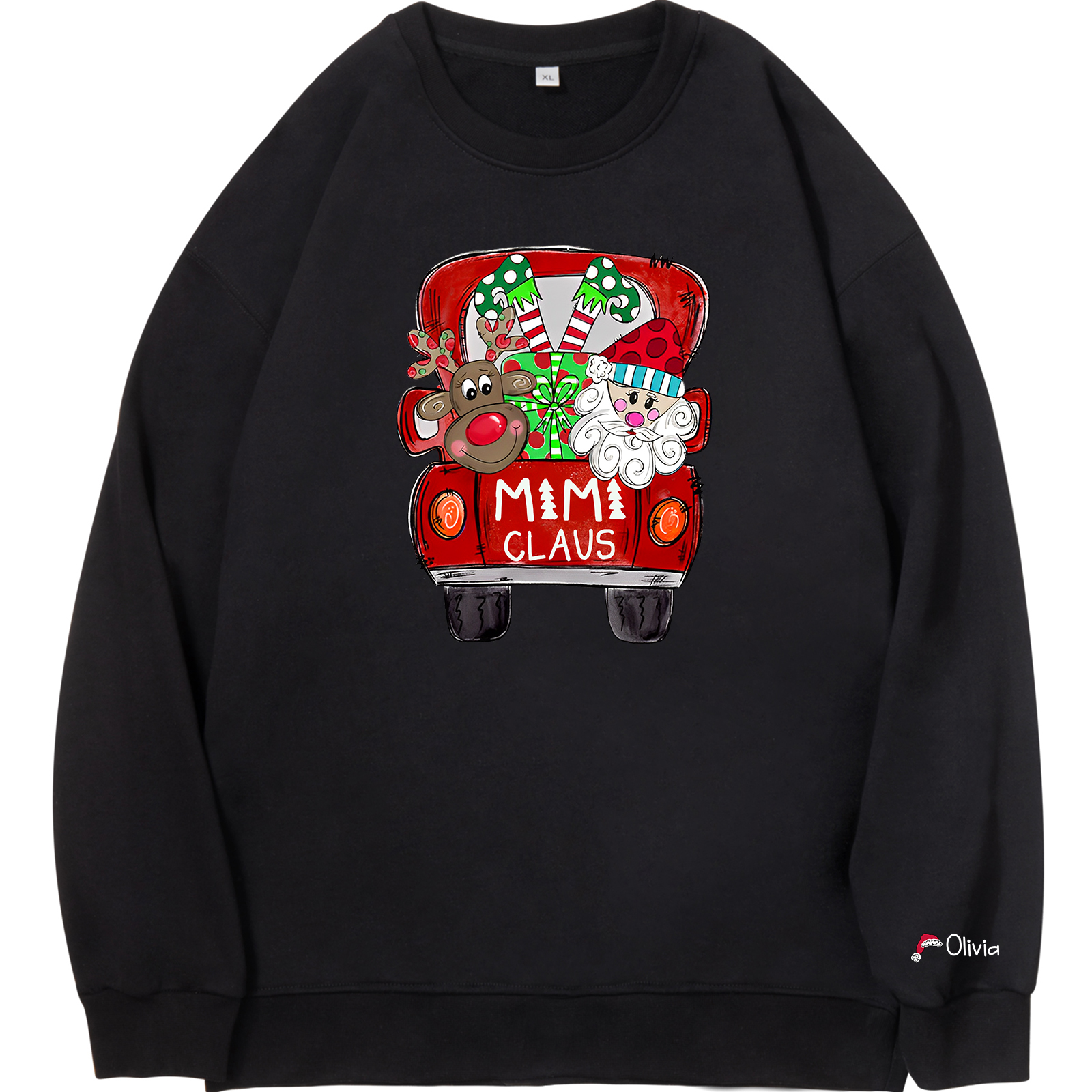 1 Name - Personalised Christmas Sweatshirt Custom Name & Text Sweatshirt Mimi Claus Sweatshirt Gift for Family -Jessemade AU