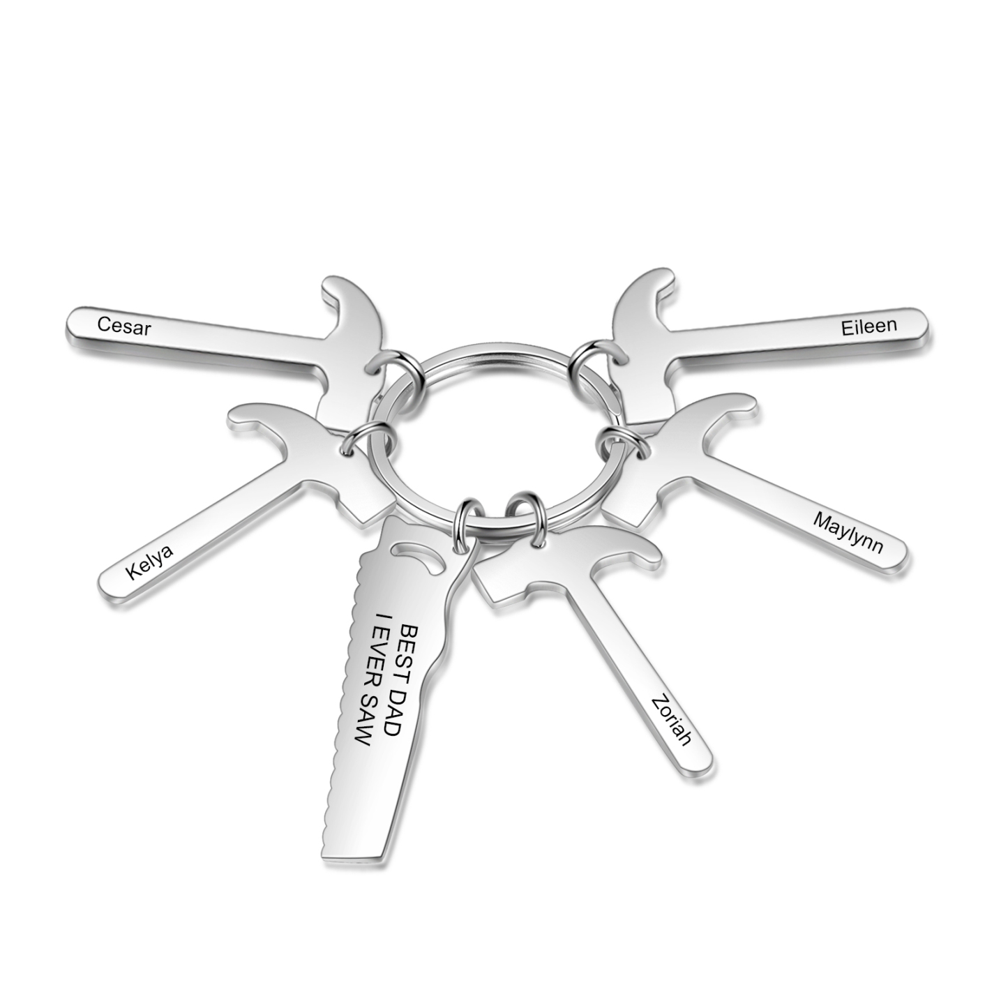 Father's Day Gifts Tool Keychain Personalised 5 Names Stainless Steel Keyring For Him-Jessemade AU