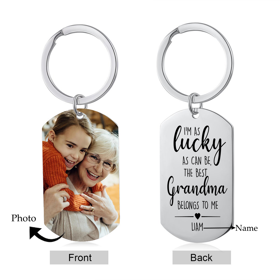 Personalised Photo Keychain Custom Name Keychain Grandparents' Day Gift for Grandpa-Jessemade AU