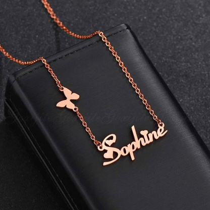 Personalised Butterfly Necklace Custom 1 Name Necklace Gift For Women-Jessemade AU