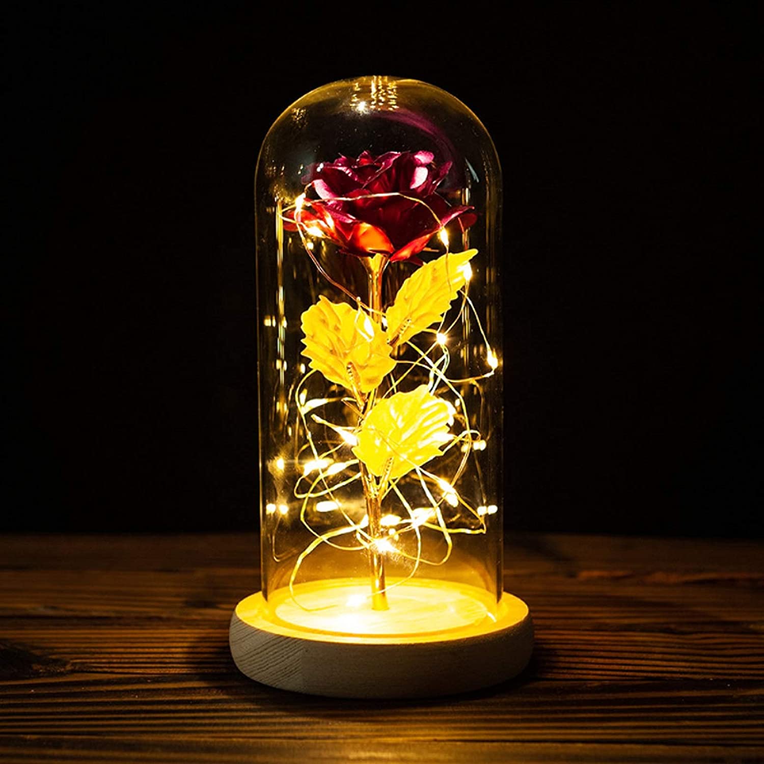 Personalised Eternal Glass Dome Rose Night Light Valentine's Day Gifts For Her-Jessemade AU