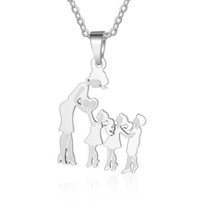 Women Necklace Mother & Son & 2 Daughters Pendant Necklace Stainless Steel Mother's Day Gifts for Mum-Jessemade AU
