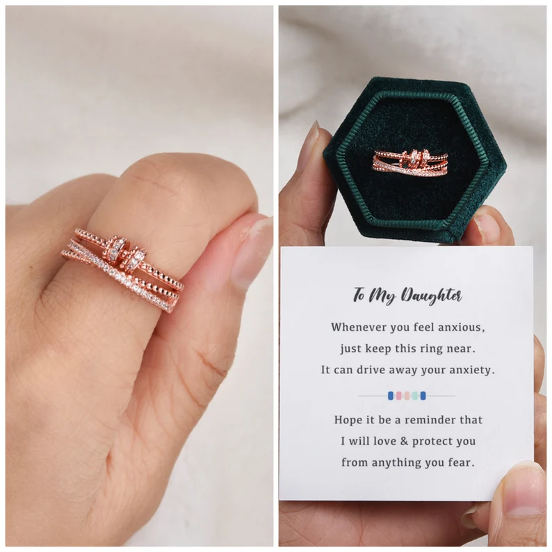 For Daughter-S925 Spinning Bead Fidget Ring