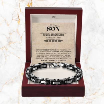 To My Son Cuban Link Bracelet Stainless Steel Bracelet Warm Gift for Son - I'll Be With You Always & Forever-Jessemade AU