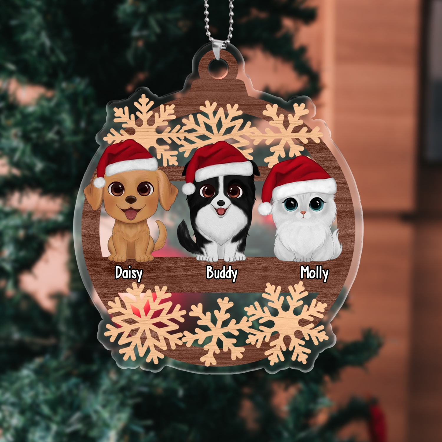 Pet Christmas Ornaments Customised 1–6 Names Wooden Christmas Decor Personalised Gifts for Family Friends-Jessemade AU