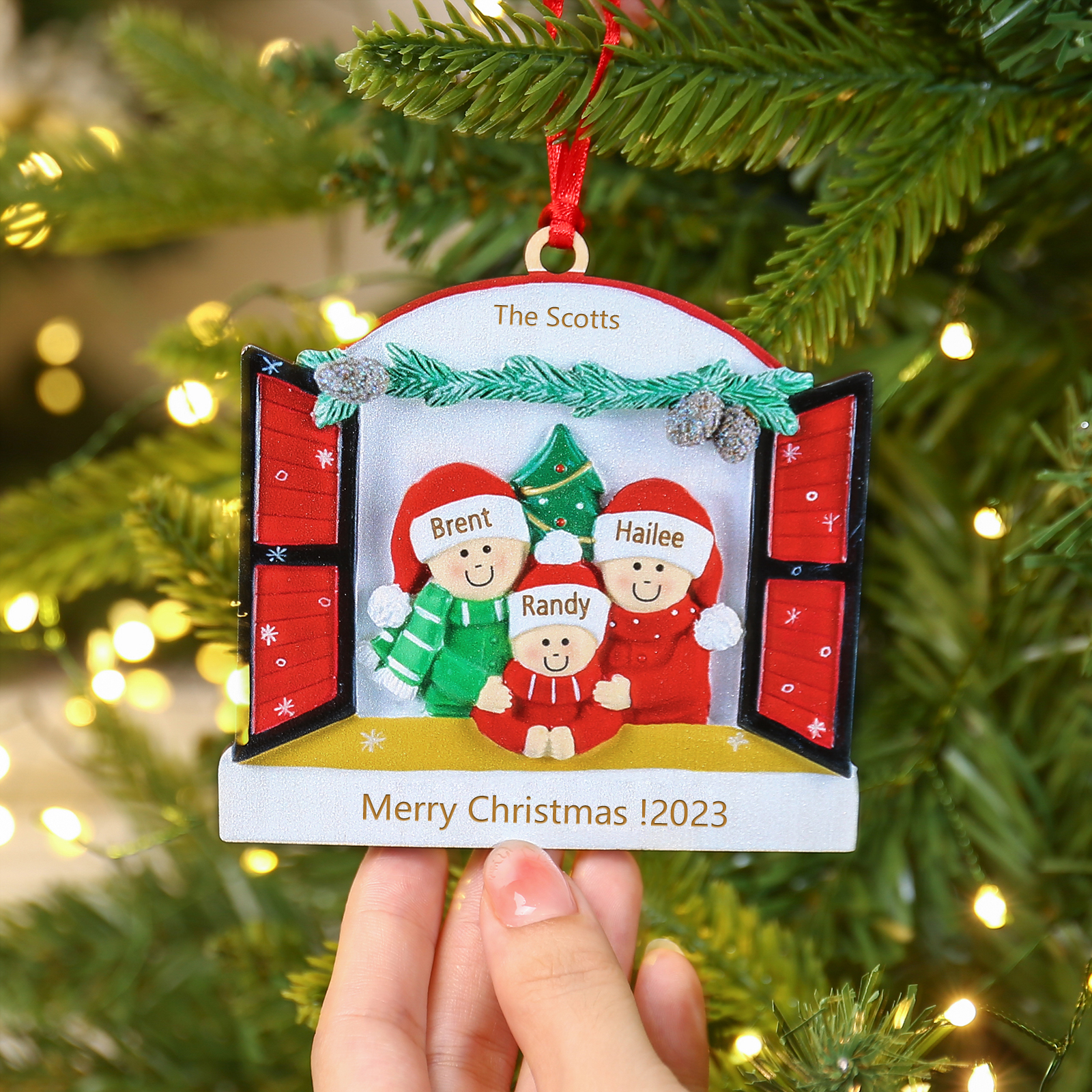 3 Names - Personalised Wooden Christmas Ornaments Customised Text & Date Xmas Decor Gifts for Family Friends-Jessemade AU