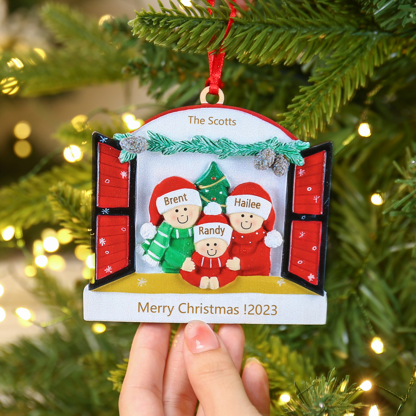 3 Names - Personalised Wooden Christmas Ornaments Customised Text & Date Xmas Decor Gifts for Family Friends-Jessemade AU