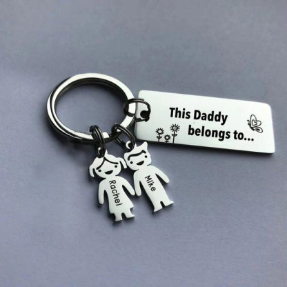 Personalised Kid Charm Keychain Engraved 2 Names Family Keychain for Him-Jessemade AU