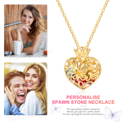 Personalised Tridimensional Birthstone-Heart Necklace-Jessemade AU