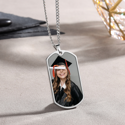 Class of 2024 Personalised Photo Necklace Custom Dog Tag Necklace Graduation Gifts-Jessemade AU