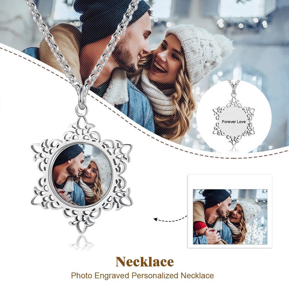 Personalised Snowflake Necklace Custom 1 Photo Necklace Gifts For Her-Jessemade AU
