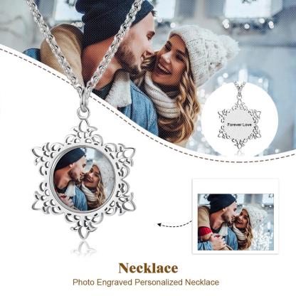 Personalised Snowflake Necklace Custom 1 Photo Necklace Gifts For Her-Jessemade AU