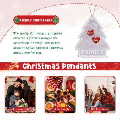 2 Names - Personalised Acrylic Christmas Ornaments Customised Text & Name Xmas Pendant Gifts for Family Friends-Jessemade AU