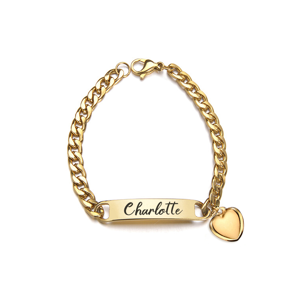 Personalised Name Bracelet Heart Charm Bracelet Customised Baby Gift-Jessemade AU