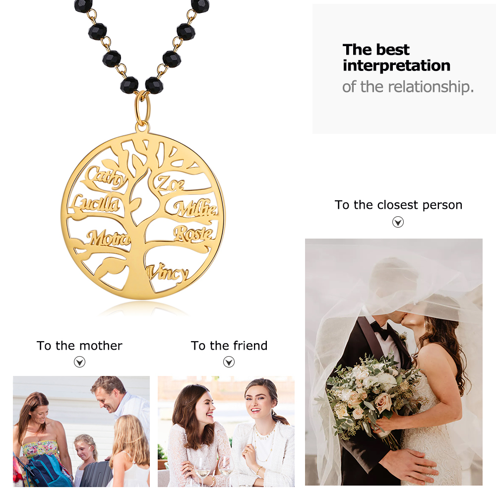 Personalised Family Tree Necklace Custom 7 Names Necklace Gift For Mother-Jessemade AU