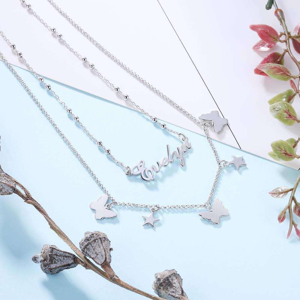 Personalised Butterfly Necklace Custom 1 Name Necklace Gift For Her-Jessemade AU