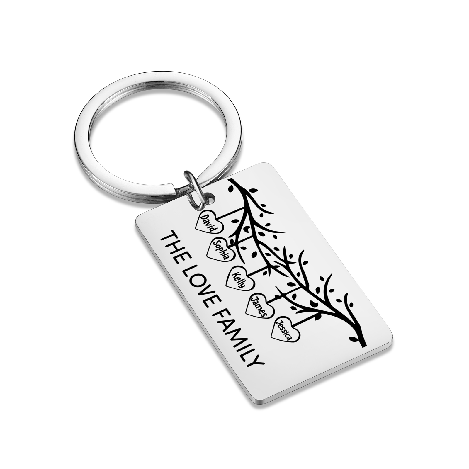 Custom Family Tree Keychain with 5 Names Personalised Dog Tag keyring-Jessemade AU