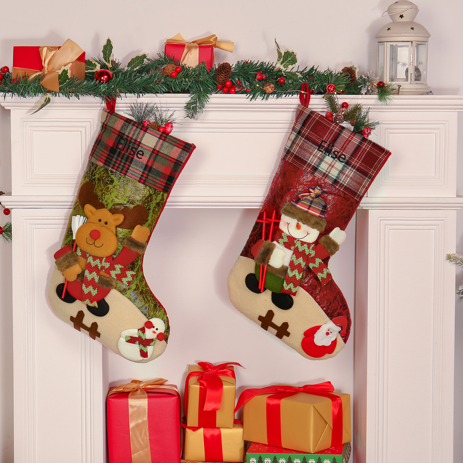 Personalised Christmas Stockings Ornaments Custom 1 Name Christmas Socks Gift for Family Friends-Jessemade AU