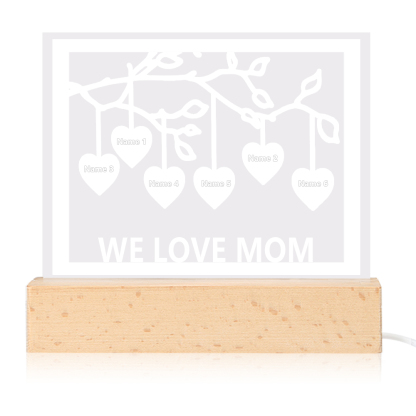 Personalised Family Tree Night Light LED Sign Engraved 6 Names Plaque USB Power Lamp-Jessemade AU