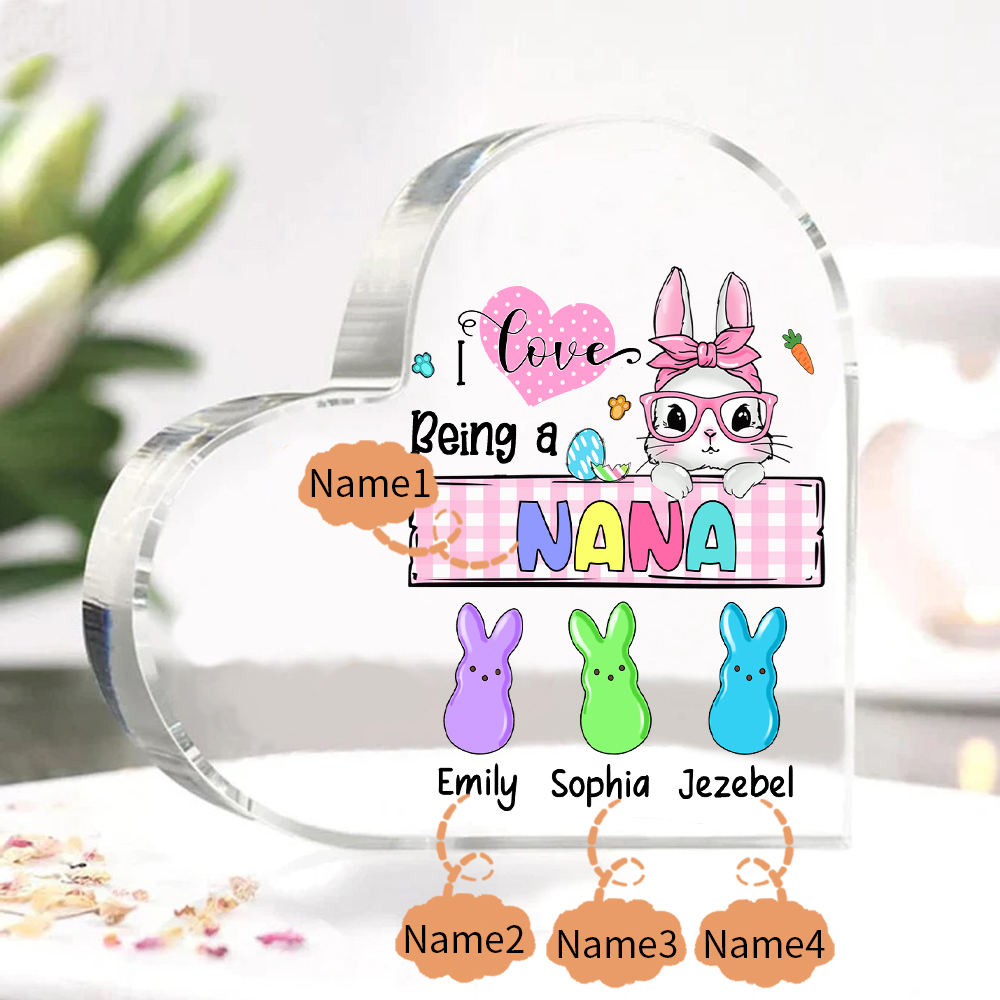 4 Names - Personalised Acrylic Heart Keepsake Custom Names Bunny Ornaments Gifts for Grandma/Mother-Jessemade AU