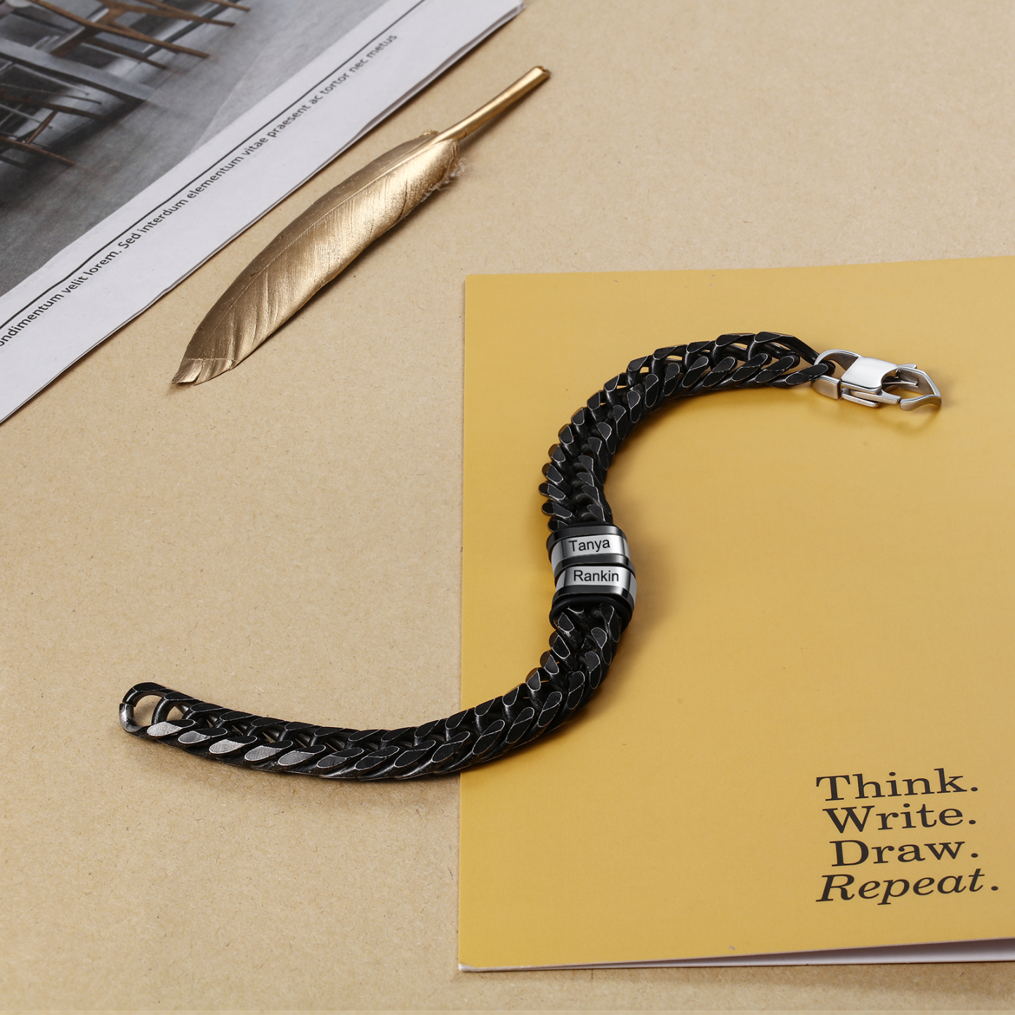 Personalised Black Stainless Steel Bracelet Custom 2 Names Men's Women's Bracelets For Couple-Jessemade AU