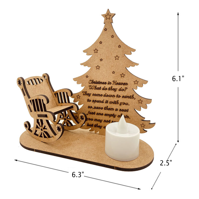 Personalised Christmas in Heaven Rocking Chair Ornament Memorial Tabletop Plaque-Jessemade AU