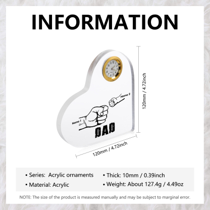 Father's Day Gifts Acrylic Heart Keepsake Personalised Fist Bump Heart Sign with 2 Names-Jessemade AU