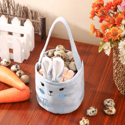 Personalised Bunny Tote Bag Custom Name Bucket Bag Bunny Basket Easter Gifts-Jessemade AU