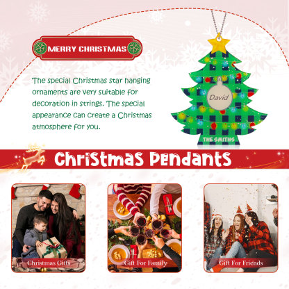 1 Name - Personalised Acrylic Christmas Tree Ornaments Customised Text & Name Xmas Pendant Gifts for Family Friends-Jessemade AU