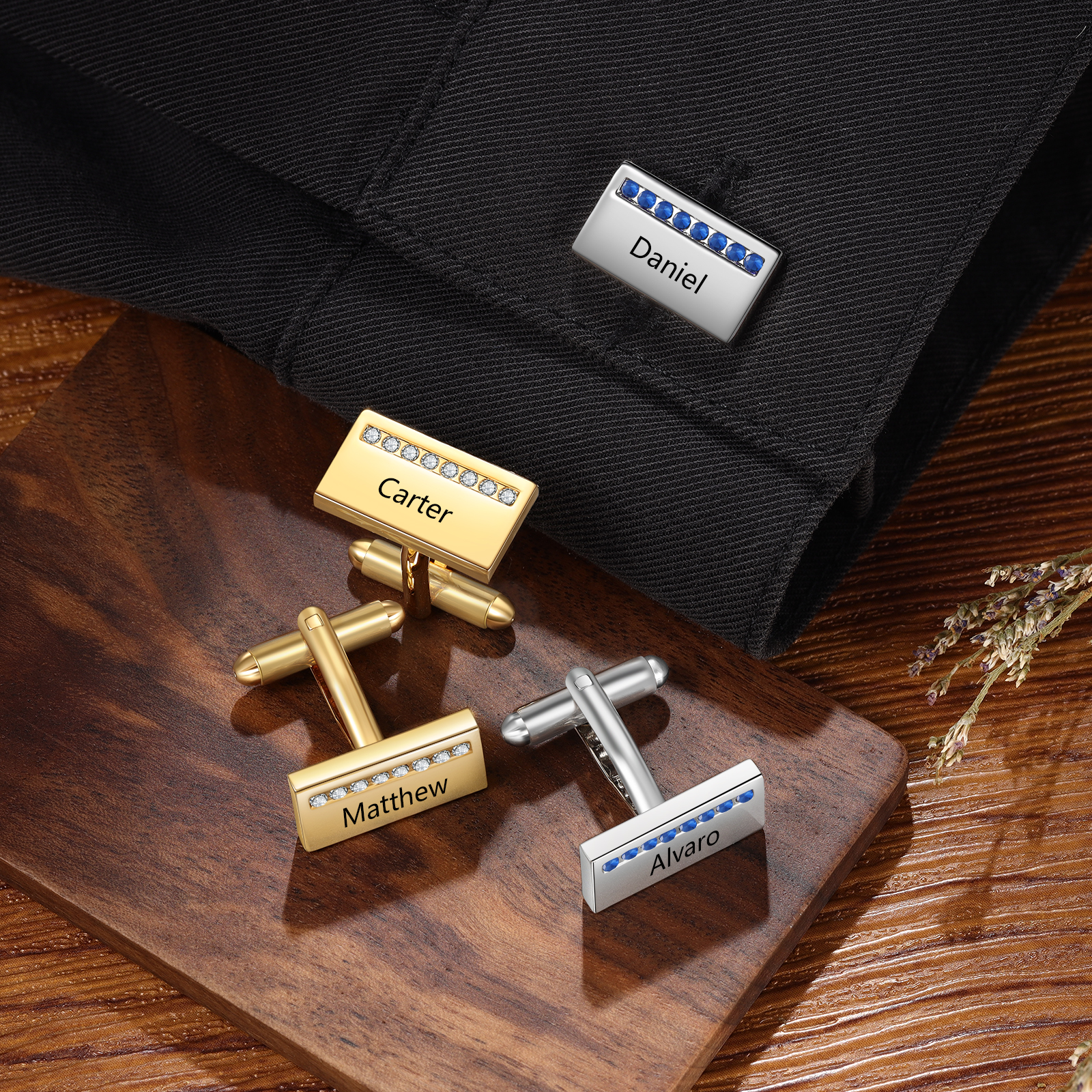 Personalised Men's Cufflinks Custom 2 Names Metal Cufflinks Copper Wedding Gift for Him-Jessemade AU