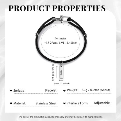 Custom 1 Name Bracelet Adjustable Bracelet Black/White Bracelet Personalised Gift for Him/Her-Jessemade AU