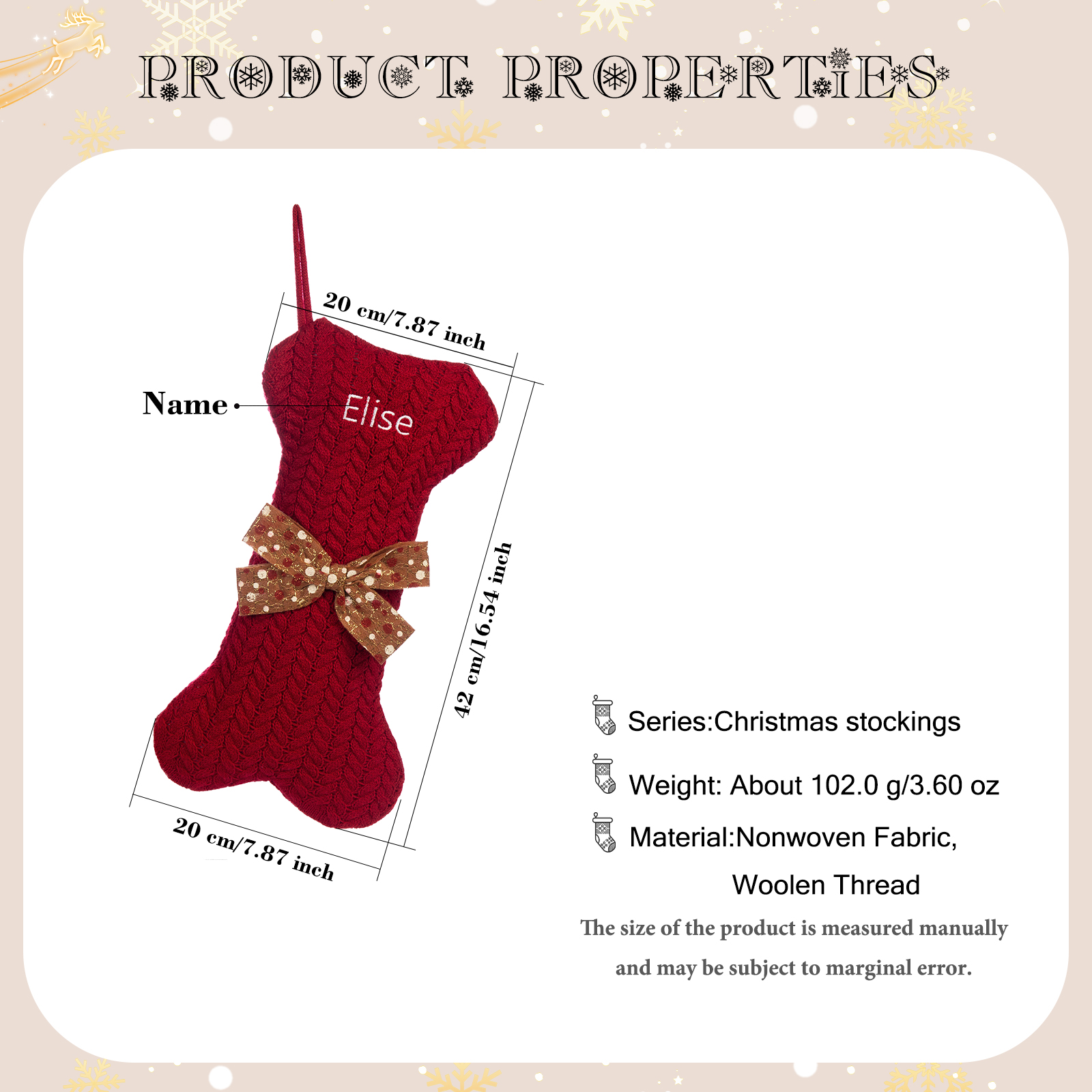 Personalised Christmas Stockings Ornaments Dog Bone Christmas Stockings Custom 1 Name Gifts for Family Friends-Jessemade AU