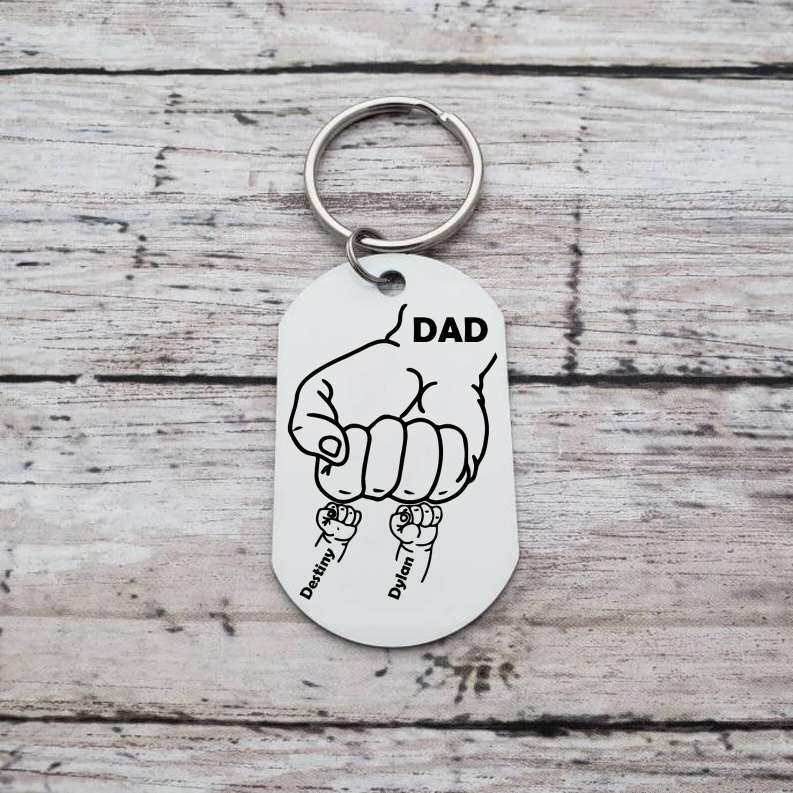 Dad Fist Bump Personalised Photo Keychain Engrave 2 Names Father's Day Gifts-Jessemade AU