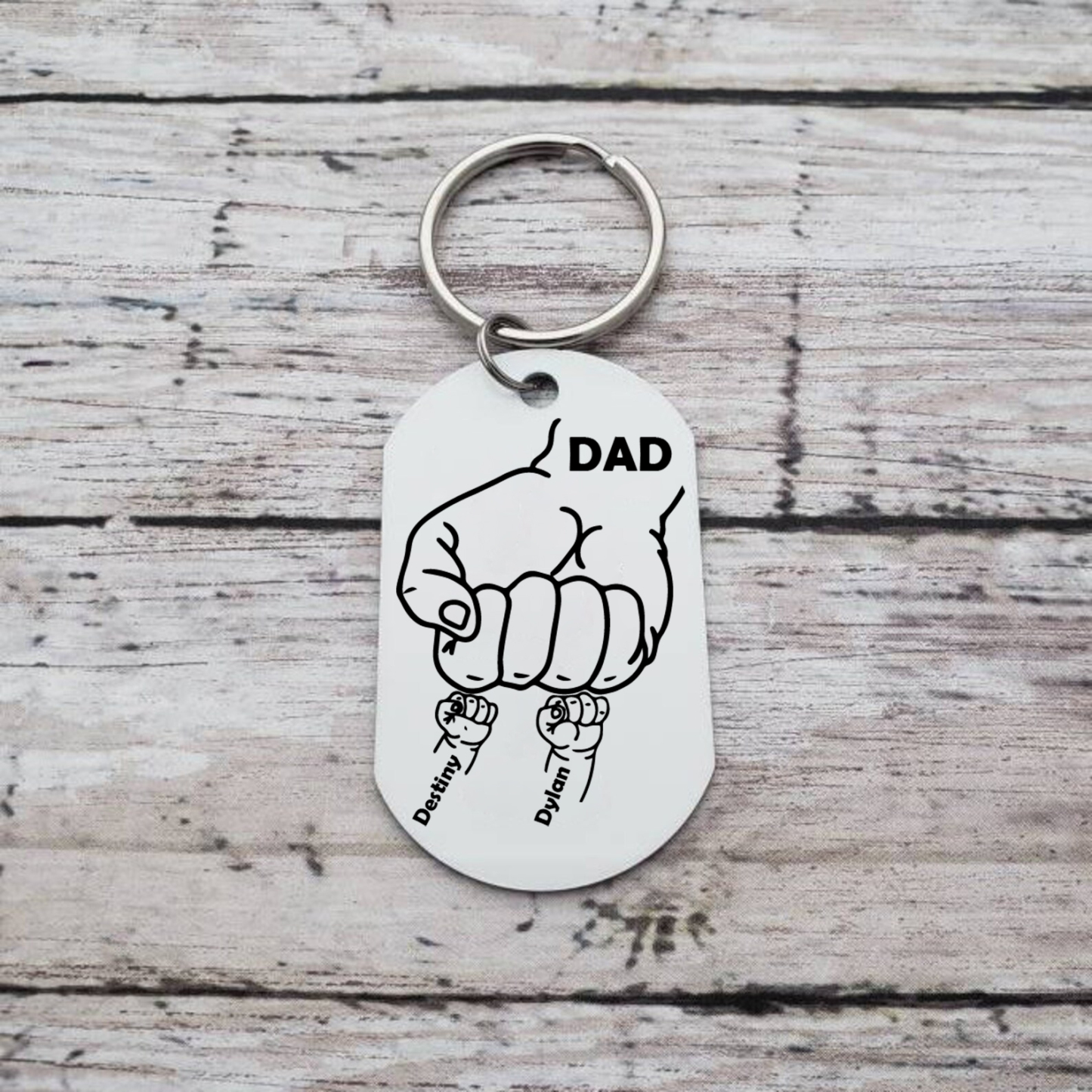 Dad Fist Bump Personalised Photo Keychain Engrave 2 Names Father's Day Gifts-Jessemade AU