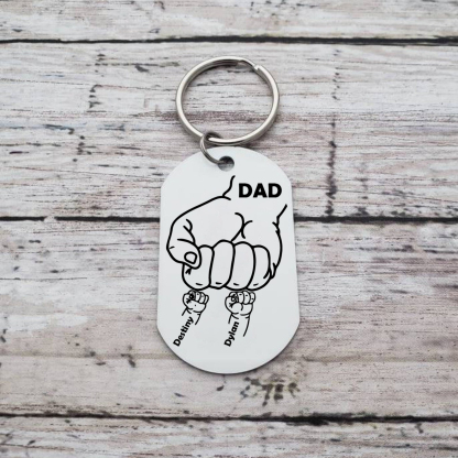 Dad Fist Bump Personalised Photo Keychain Engrave 2 Names Father's Day Gifts-Jessemade AU
