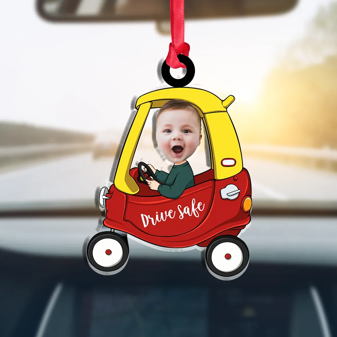 Drive Safe - Personalised Acrylic Keyrings Custom Baby Photo Car Hanging Ornament Pendant - Father's Day Gift for Dad-Jessemade AU