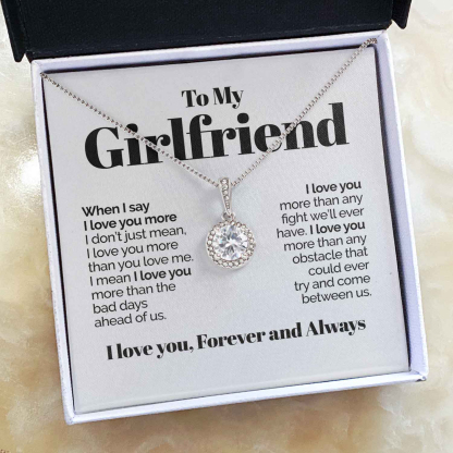 To My Girlfriend Necklace Round Pendant Necklace Valentine's Day Gift for Her - I Love You Forever and Always-Jessemade AU