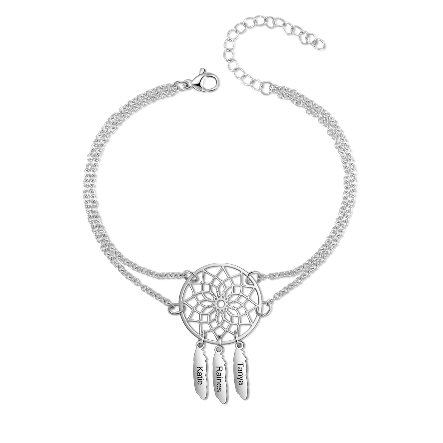 Personalised Dream Catcher 3 Names Bracelet For Ladies-Jessemade AU