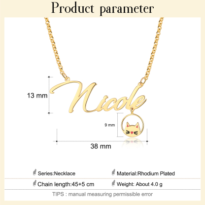 Personalised Cat Necklace Custom 1 Name Necklace Gift For Women-Jessemade AU
