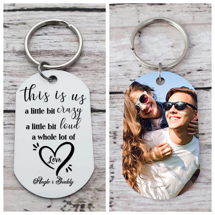Personalised Couple Photo Keychain Customised 2 Names Keyring Valentine's Day Gifts - This Is Us, A Whole Lot Of Love-Jessemade AU