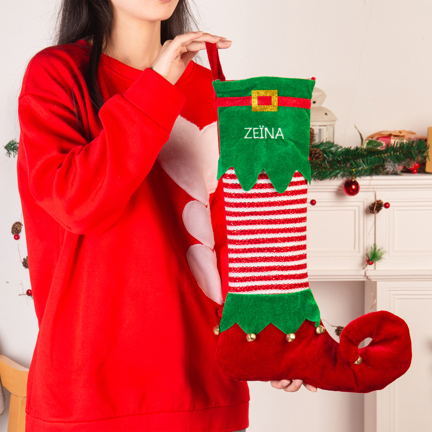 Personalised Christmas Stocking Ornaments Custom 1 Name Gift Bag Christmas Gifts for Family and Friends-Jessemade AU