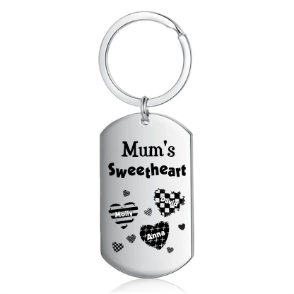 Personalised 3 Names Keychain Hearts Family Keychain Mother's Day Gift - Mum's Sweetheart-Jessemade AU