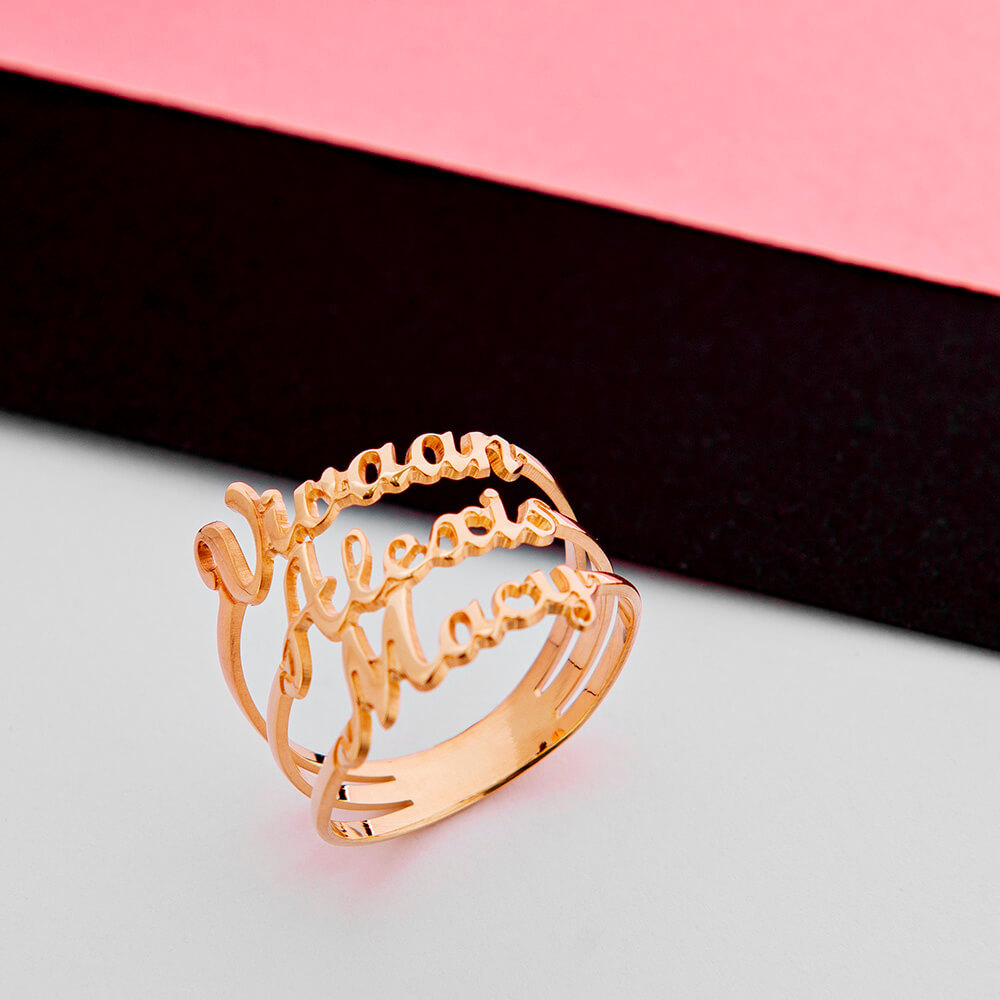 Personalised Name Ring Custom 2 Names Ring Gifts For Women-Jessemade AU