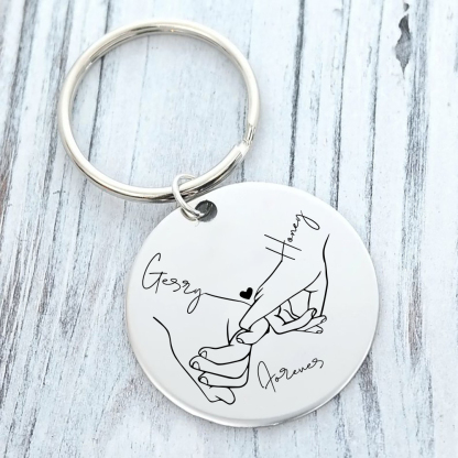 Personalised Round Couple Keychain Custom 2 Names & Text Keyring Valentine's Day Gift For Couples/Friends-Jessemade AU