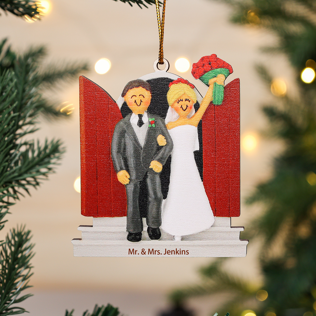 Personalised Newly-weds Christmas Ornaments Customised Text Wooden Hanging Ornament Gift for Couples-Jessemade AU