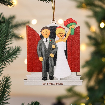 Personalised Newly-weds Christmas Ornaments Customised Text Wooden Hanging Ornament Gift for Couples-Jessemade AU
