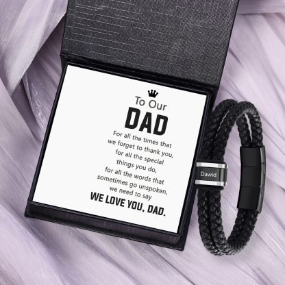 1 Name - Men's Leather Bracelet Custom Names Beaded Bracelet Adjustable Personalised Gift for Him-Jessemade AU