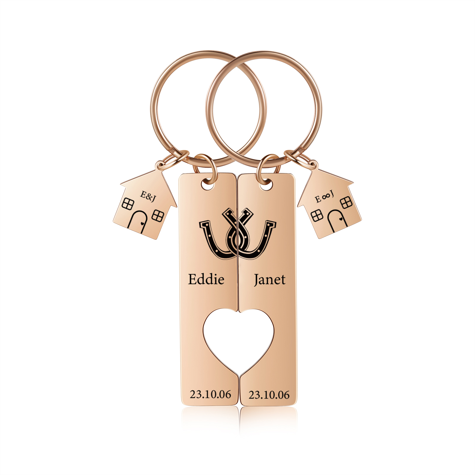 Personalised Couple Keychain Custom 2 Names & Letters & Dates Metal Keyring Heart Matching Keychains for Couples-Jessemade AU