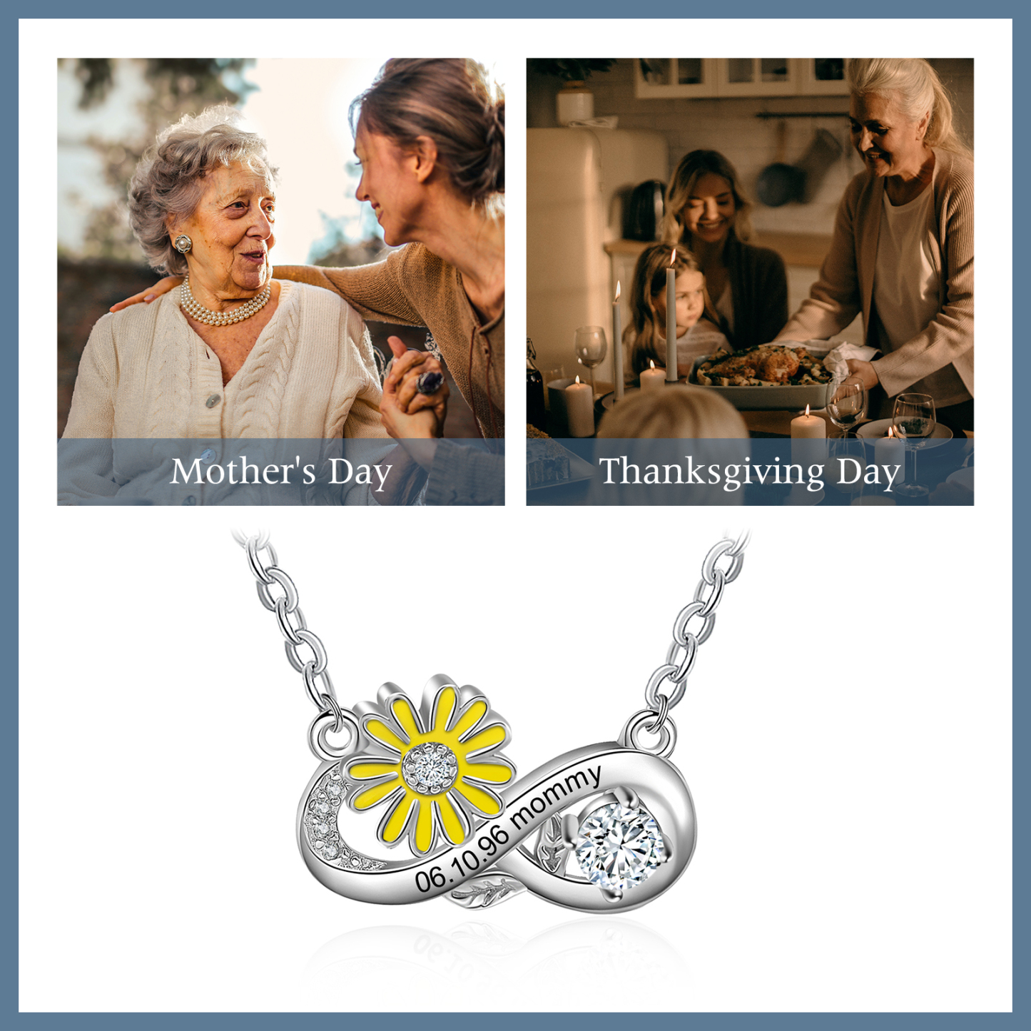 Personalised April Birthflower Necklace With Birthstone Gift For Women-Jessemade AU